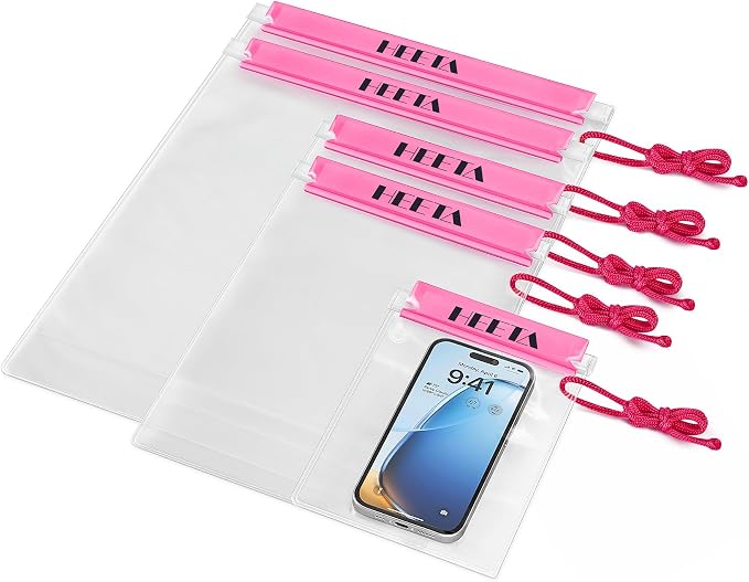 HEETA 5-Pack Clear Waterproof Dry Bag, Water Tight Cases Pouch Dry Bags by HEETA