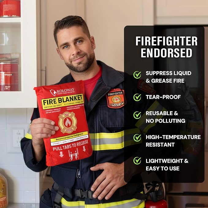 ROLOWAY Emergency Fire Blanket for Home and Kitchen, Fire Blankets Emergency - Image 2