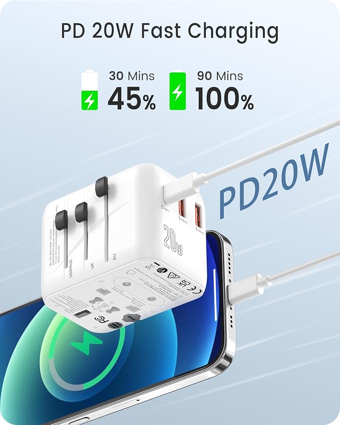 LENCENT Universal Travel Adapter, PD20W International Charger - Image 3
