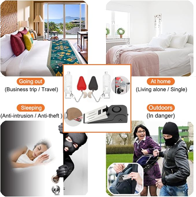 3 Packs Portable Door Stop Alarm & Door Lock, Upgraded Home Security Door - Image 4