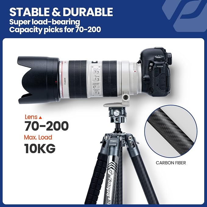 Fotopro Carbon Fiber Tripod 1.7lbs Ultralight 62 Inch Portable Compact Travel - Image 5