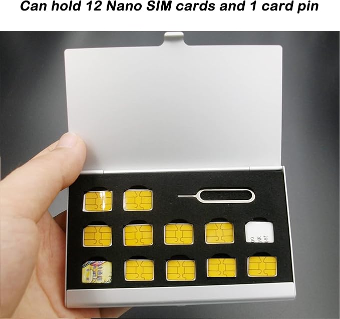 Aluminum SIM Card Case, Universal Waterproof Slim Mini Card Slots Storage Case - Image 2