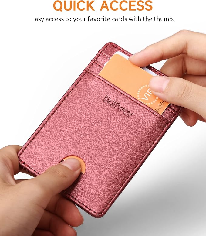Buffway Mens Slim Wallet, Minimalist Thin Front Pocket Leather Credit Card - Image 3