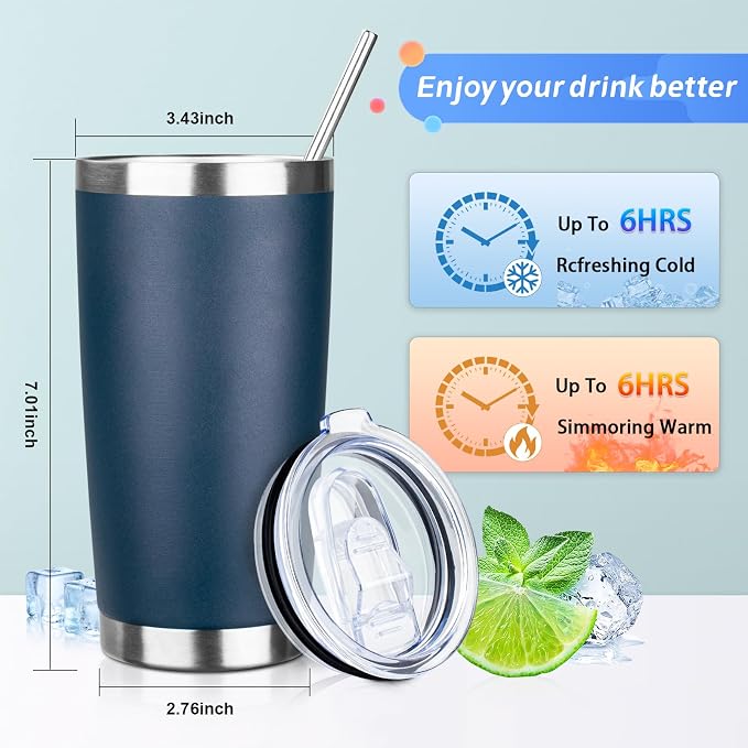 20oz Tumbler with Straw and Brush, Stainless Steel Vacuum Insulated tumbler - Image 2