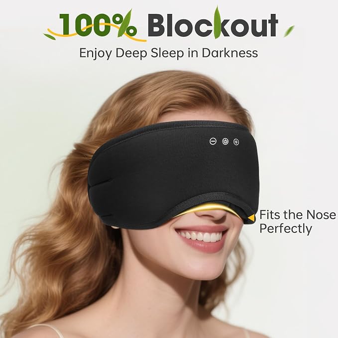 Sleep Headphones with Bluetooth 5.4 Sleep Mask, Bamboo Cotton Music Wireless - Image 4