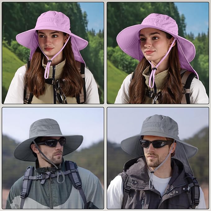 Sun Hats for Men Women, UPF50+ Protection Safari Hat, Wide Brim Fishing Hat - Image 4