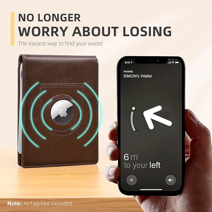 RUNBOX AirTag-Wallet-Mens-Slim-RFID Blocking Wallets Leather - Image 3