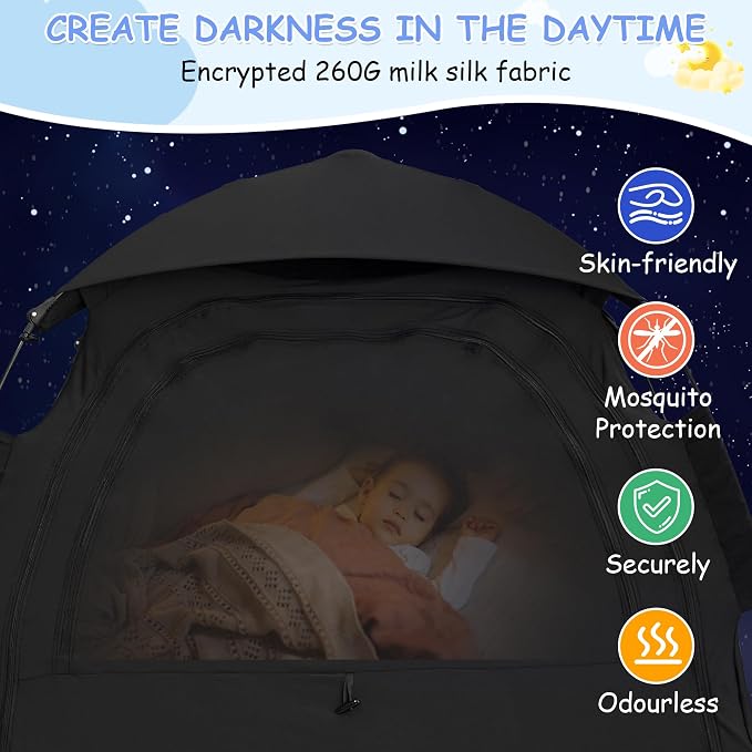 Sleep Tent for Pack N Play, Baby Sleep Tent One-Click Assembly Effective Light - Image 3