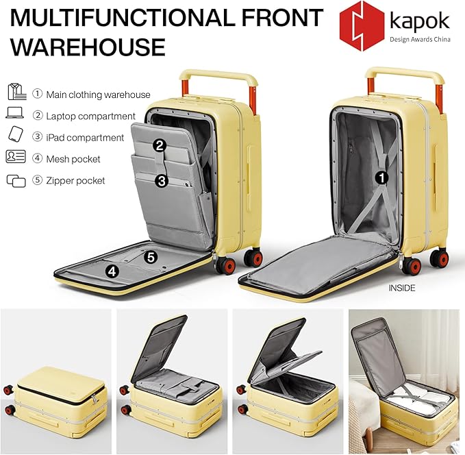 mixi Carry On Luggage Wide Handle Luxury Design Rolling Travel Suitcase PC - Image 3