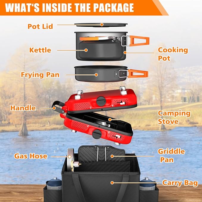 Portable 2 Burner Camping Stove Set - Image 2
