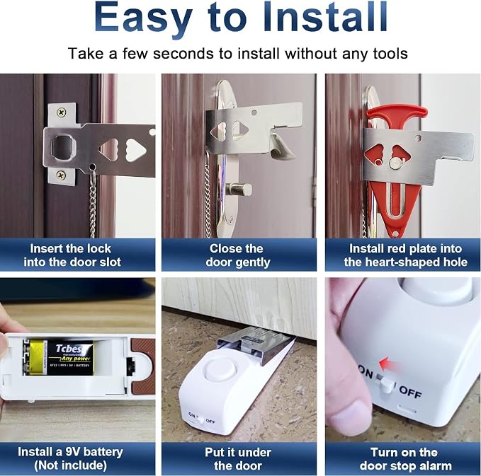 KERUI Door Stop Alarm & Portable Door Lock, Dual Protection Security Door - Image 8