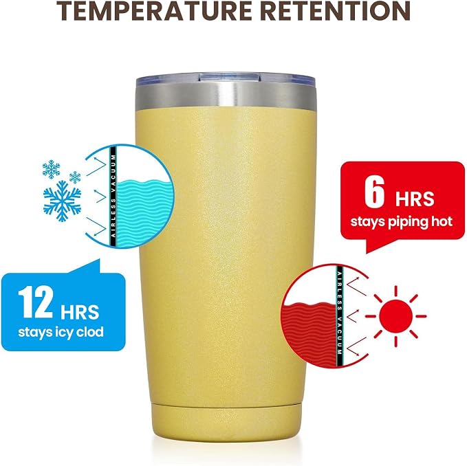 MEWAY 20oz Tumbler Double Wall Vacuum Insulated Travel Glitter Mug, Stainless - Image 6