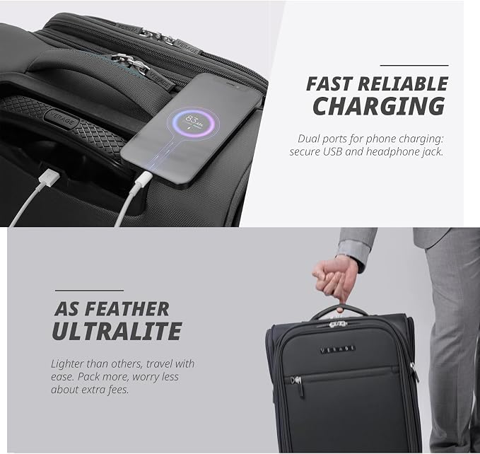 Verage Under Seat Luggage with Wheels, Softside Small Suitcase Spinner Carry On - Image 6