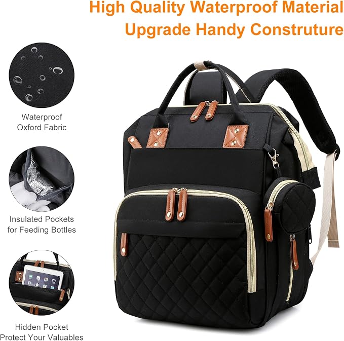 Diaper Bag with Changing Station, Waterproof 3 in 1 Baby Diaper Backpack with - Image 3