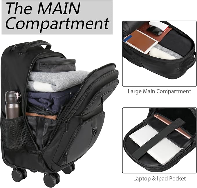 MATEIN Roller Backpack, 18 inch Large Travel Laptop Bag - Image 3