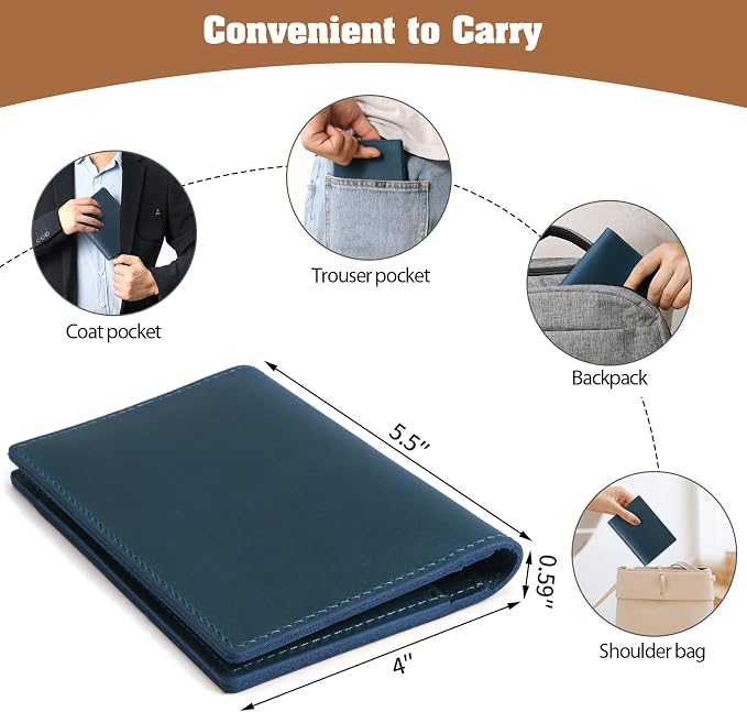 Jack&Chris Leather Passport Holder, Handmade Passport cover, Travel Wallet - Image 6