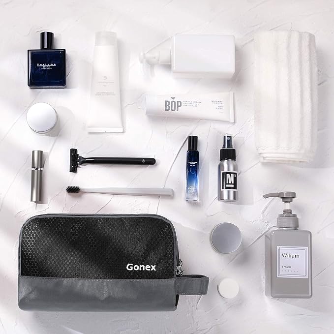 Gonex Travel Toiletry Bag Nylon, Dopp Kit Shaving Bag Toiletry Organizer Black - Image 6