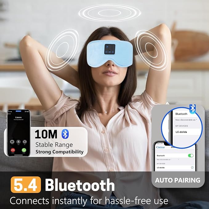 Sleep Mask with Bluetooth Headphones 3D Contour Sleeping Headphones 5.4 - Image 5