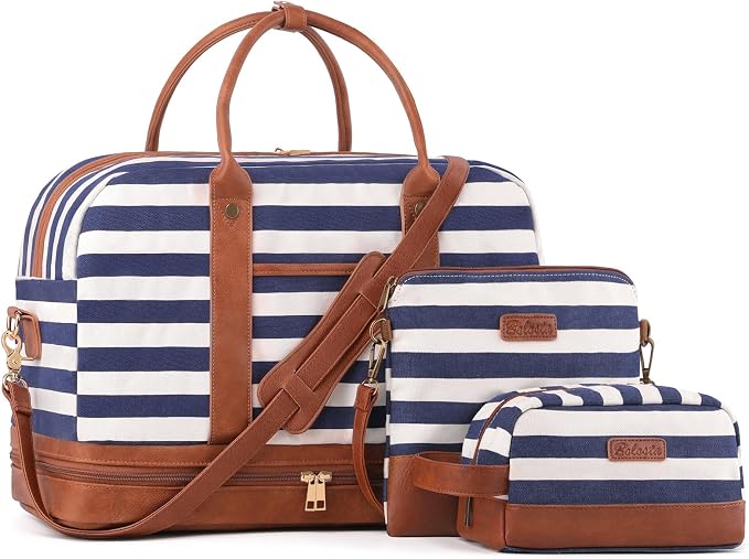 Weekender Bag for Women Canvas Overnight Bag Large Travel Tote Bag Carry on by BOLOSTA