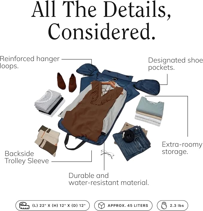 Halfday Convertible 2-in-1 Garment Duffel Weekender Bag 45L | Wrinkle-Free - Image 2