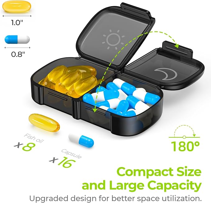 AUVON Canvas Bag XL Weekly Pill Organizer 2 Times a Day, Travel Pill Box 7 Day - Image 2