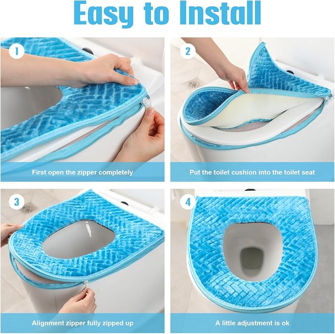 Riakrum 4 Pcs Toilet Seat Covers Pads - Image 5