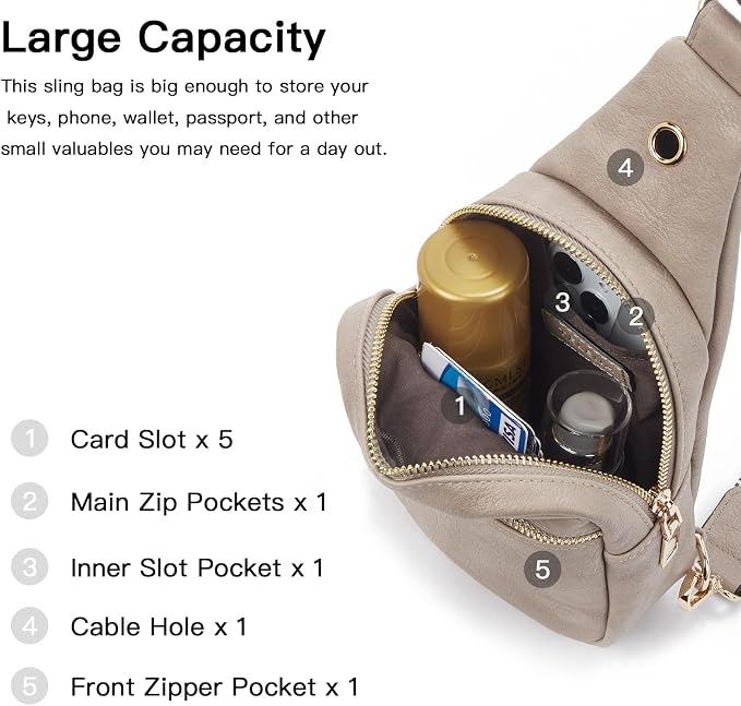 Telena Small Sling Bag for Women Leather Crossbody Fanny Packs Chest Bag for - Image 3