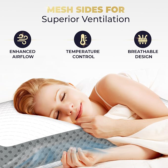 Royal Therapy Memory Foam Pillow, King Pillow Neck Pain Relief, - Image 2