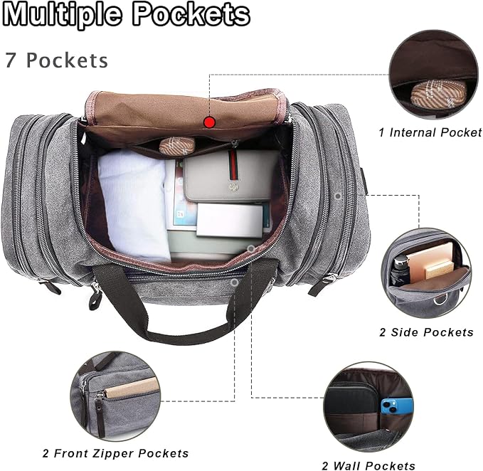 Felipe Varela Duffle Bag for Men, Expandable Canvas Duffel Bag for Travel - Image 4