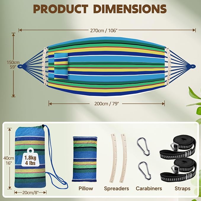 Chihee Cotton Hammock Large Soft Breathable Camping Hammock Holds Up to 660lbs - Image 4