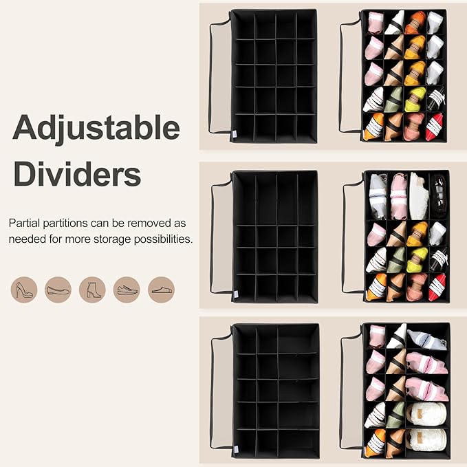Shoe Organizer for Closet 2 Pack, Foldable Shoe Box - Image 4