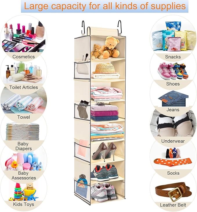 Large-Sized Hanging Shoe Organizer 8-Shelf, Hanging Closet Organizer - Image 6