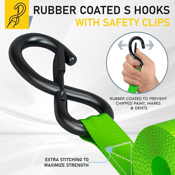 AUGO Ratchet Straps Heavy Duty 4 Pack -15 FT - 2200 LB Break Strength – - Cargo - Image 3