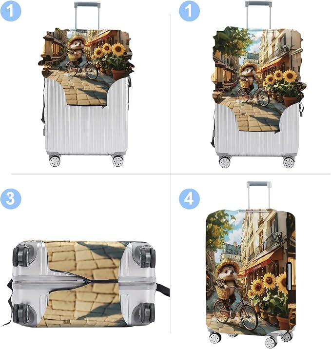 Raccoon Luggage Cover Washable Suitcase Protector Anti-Scratch, Stretchable Fit - Image 4