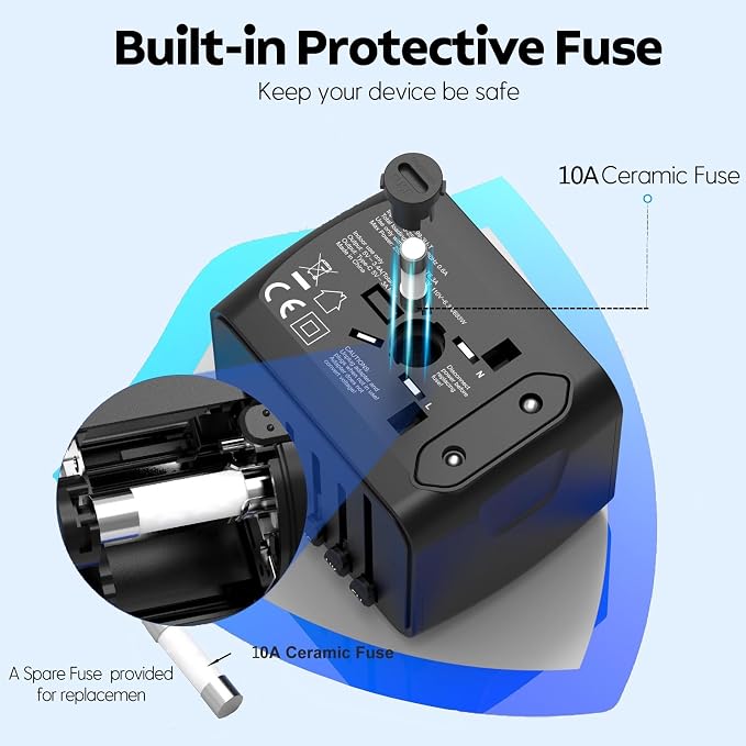 JMFONE Universal Travel Plug Adapter 5 in 1 Charger, European Travel Plug - Image 5