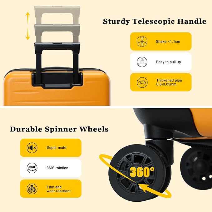 16 Inch Carry On Luggage Airline Approved, Expandable Lightweight ABS+PC Hard - Image 5