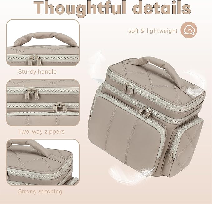 LEDAOU Toiletry Bag for Women, Quilted Travel Makeup Bag Organizer - Image 5