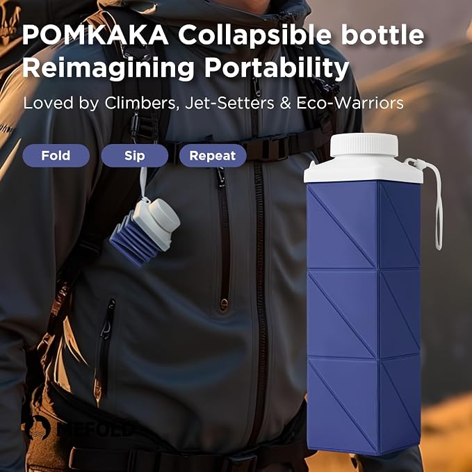 POMKAKA Collapsible Water Bottles 24.3oz, 2nd Generation Leakproof BPA-Free - Image 2