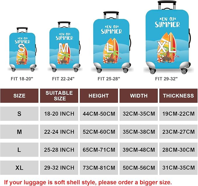 WUJIAONIAO Travel Luggage Cover Baggage Suitcase Cover Protector Skins 18-32 - Image 3