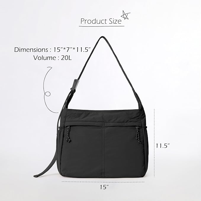 ODODOS 20L Crossbody Tote Bag Large Capacity Lightweight Hobo Shoulder Sling - Image 6