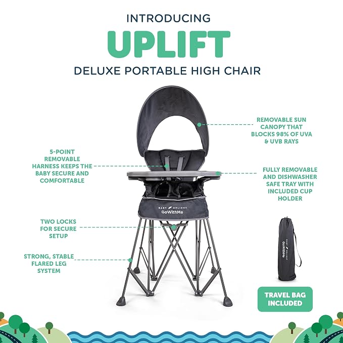 Baby Delight Go with Me Uplift Deluxe Portable High Chair | Sun Canopy | Indoor - Image 3