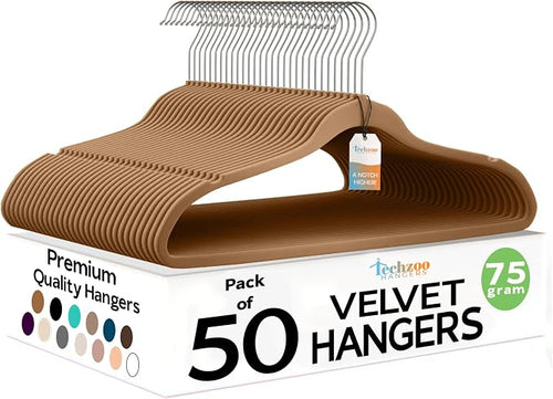 50 Pack New Premium Quality Velvet Hangers Ultra Thin Non Slip Adult Felt Space by TECHZOO