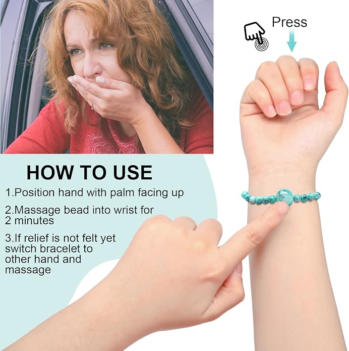 Sureio 6 Pcs Motion Sickness Bands Bracelet Anti Nausea Adjustable Wristband - Image 3