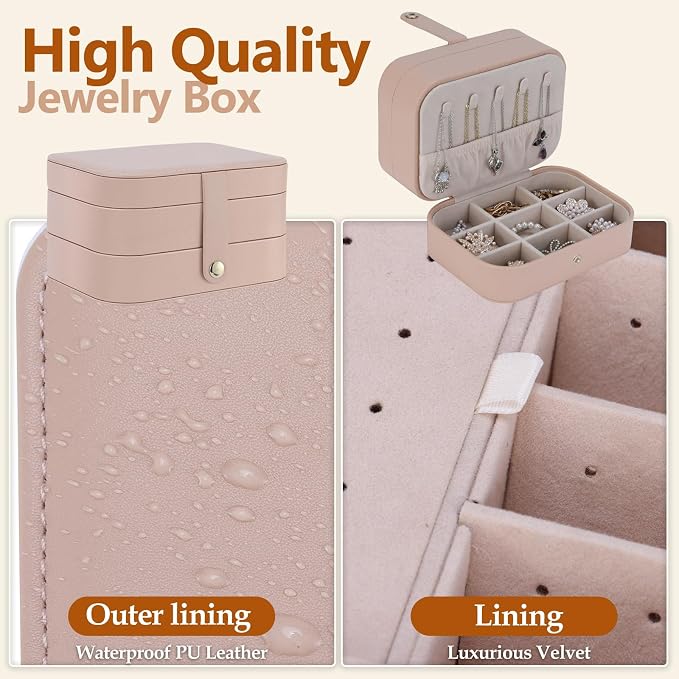 Travel Jewelry Case with LED Lighted Mirror, Personalized Birthday Gifts - Image 4