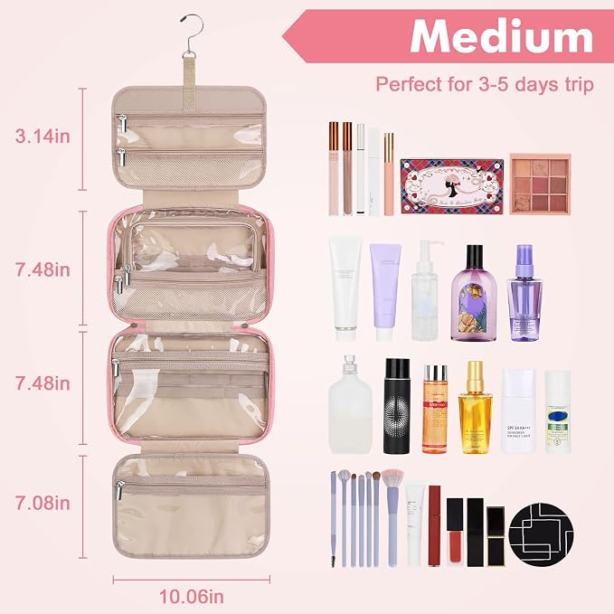 Wedama Toiletry Bag for Women, Medium Cosmetic Travel Bag, Hanging Toiletry Bag - Image 2