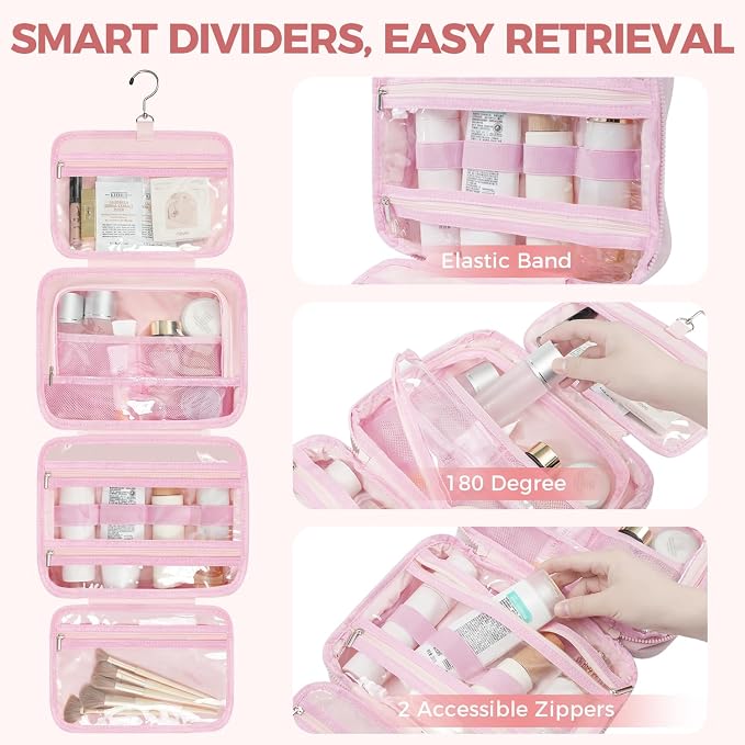 Toiletry Bag For women, Portable Hanging Organizer, 4 Leakproof Compartment for - Image 5