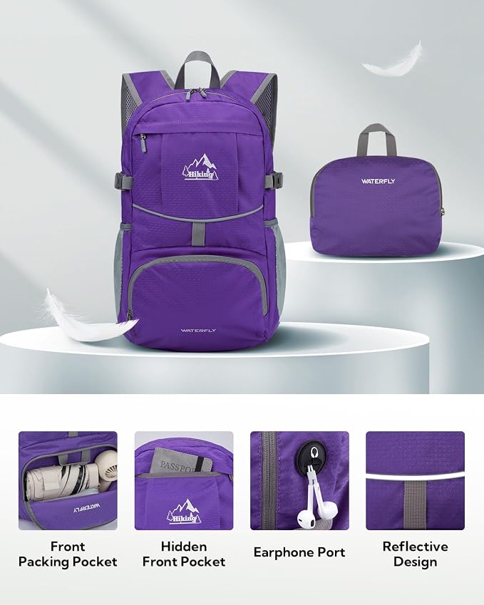 WATERFLY Hiking Foldable Daypack Backpack: 25L Ultra Lightweight Packable - Image 3