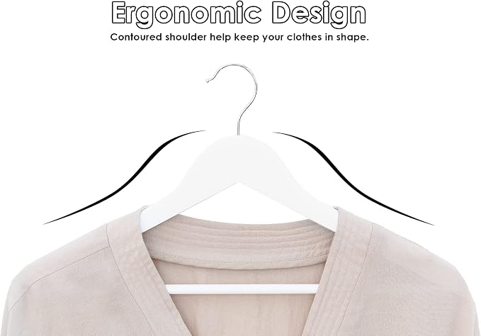 StorageWorks White Wooden Hangers, 20 Pack Wood Hanger - Image 4