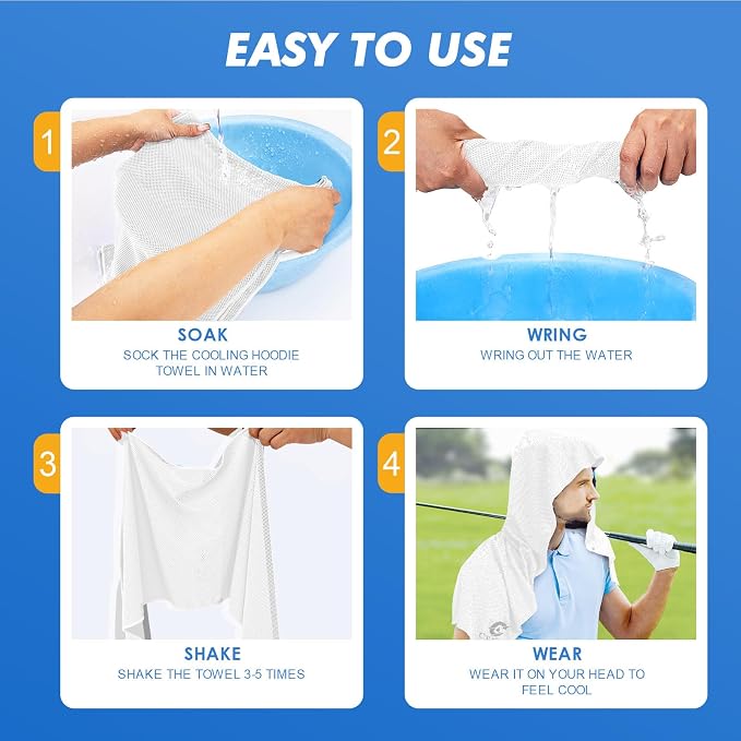 3 Pack Cooling Hoodie Towels for Neck and Face, UPF 50 Sun Protection & Instant - Image 3
