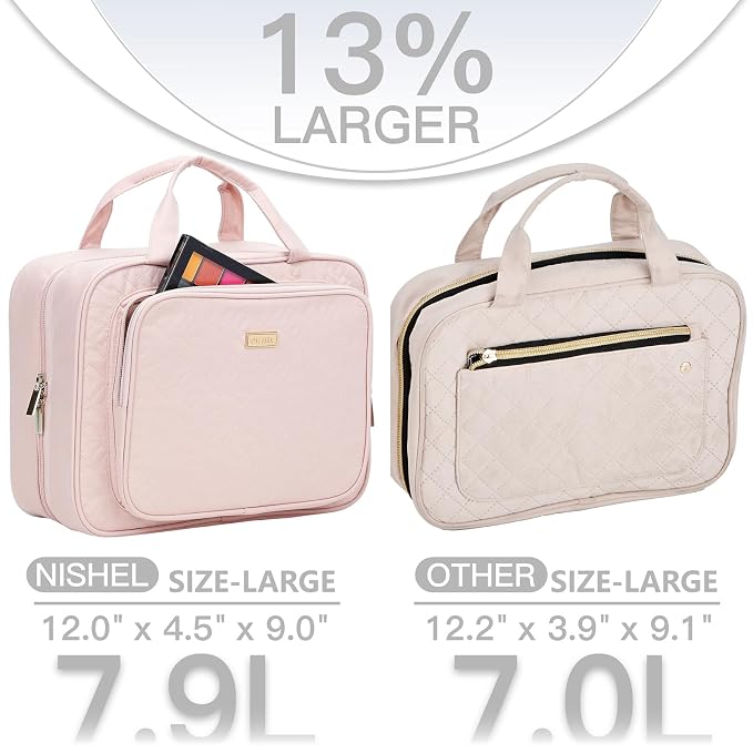 NISHEL Travel Toiletry Bag for Women Large Capacity, Makeup Essentials Organizer - Image 2